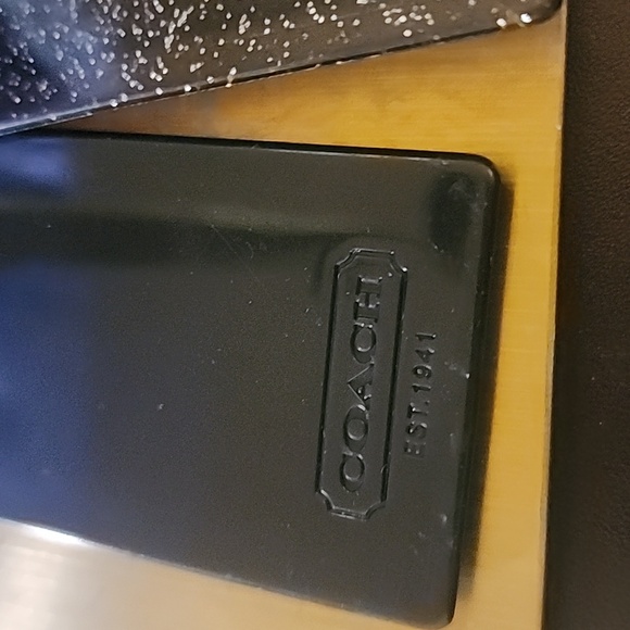Coach Glittery Black and Solid Black Hang Lg. Tags 3.5" by 1.75" - Picture 2 of 10